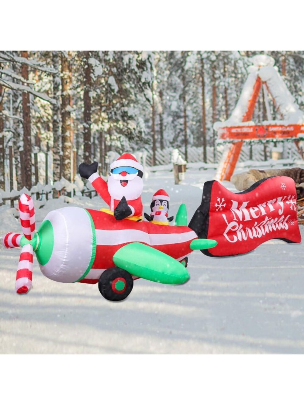 10 FT Inflatable Helicopter Christmas Decor | Holiday Outdoor Yard Decoration